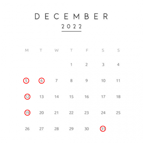*<12月営業日とスタッフ出勤日のお知らせ>